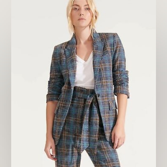 Veronica Beard 00 plaid Martel blue cotton dickey jacket Blazer Celebrity - Picture 3 of 14